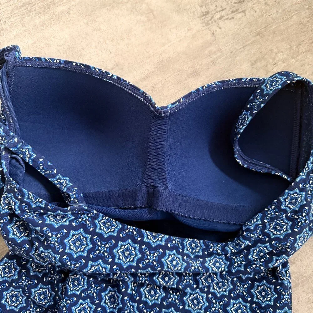 Niptuck Swim Porcelain Blue Twist Front One Piece Suit Ruched Multifit Cup Sz 10
